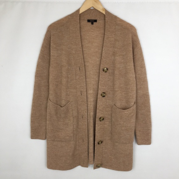 Quince Baby Alpaca Wool Long Cardigan Sweater Camel Tan Women’s Size Large - Picture 2 of 11